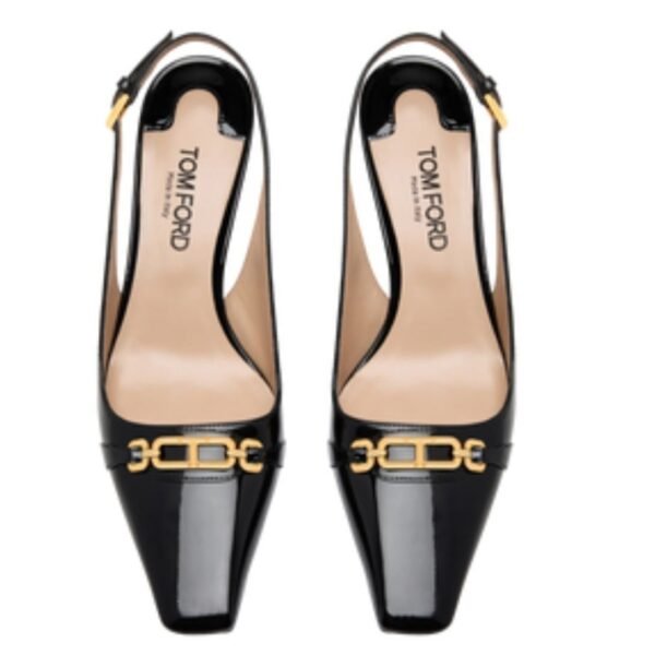 TOM FORD PATENT LEATHER WHITNEY SLINGBACK BLACK - Image 4