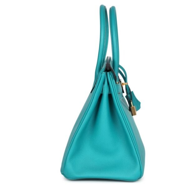 PRE-OWNED HERMÈS BIRKIN 30 BLEU PAON EPSOM GOLD HARDWARE - Image 4