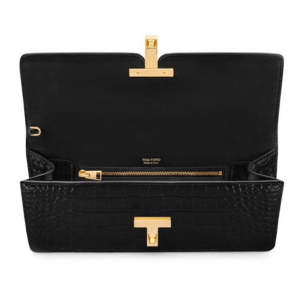 TOM FORD SHINY STAMPED CROCODILE LEATHER WALLIS CLUTCH - Image 4