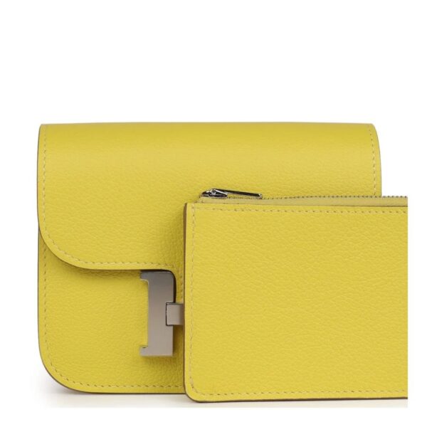 HERMÈS CONSTANCE SLIM WALLET LIME EVERCOLOR PALLADIUM HARDWARE - Image 4
