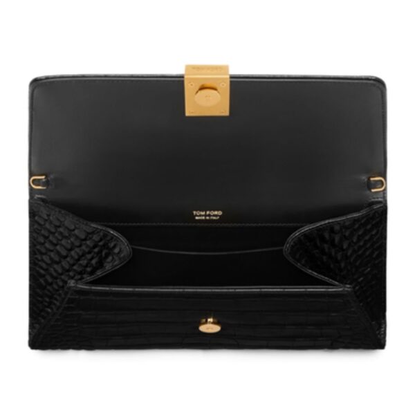 TOM FORD SHINY STAMPED CROCODILE LEATHER NOBILE CLUTCH - Image 4