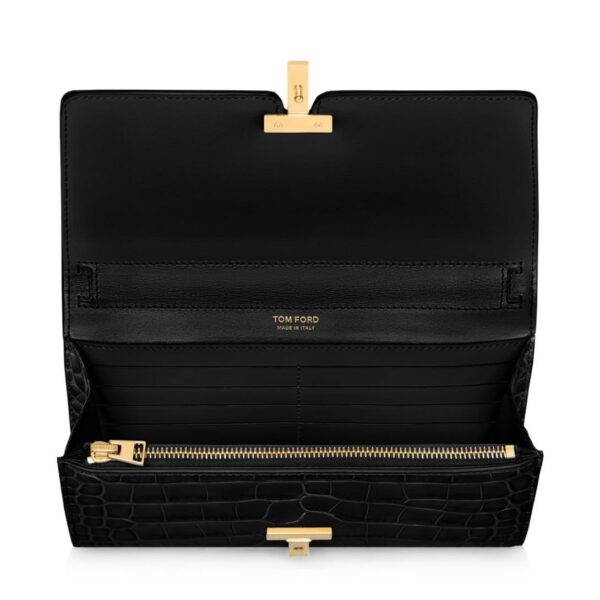 TOM FORD SHINY STAMPED CROCODILE LEATHER WALLIS WALLET ON STRAP - Image 4