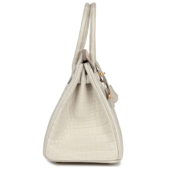 HERMÈS BIRKIN 30 BETON MATTE POROSUS CROCODILE GOLD HARDWARE - Image 4