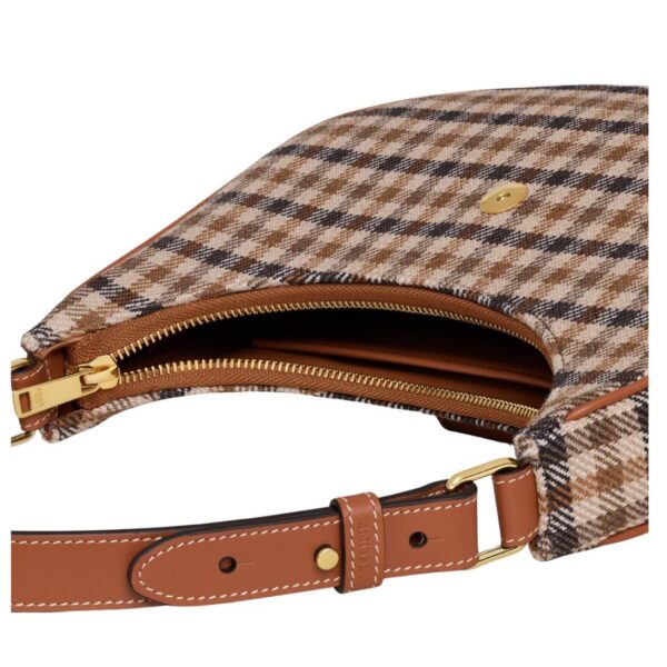 CELINE MEDIUM AVA TRIOMPHE BAG IN TARTAN TEXTILE AND CALFSKIN - Image 4