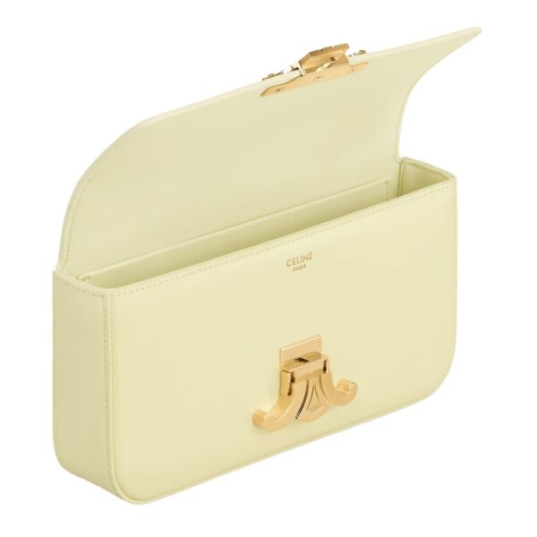 CELINE CHAIN SHOULDER BAG CLAUDE IN SHINY CALFSKIN LIGHT YELLOW - Image 6