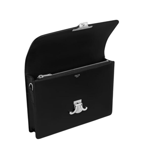CELINE SMALL CARTABLE TRIOMPHE IN SHINY CALFSKIN BLACK - Image 4