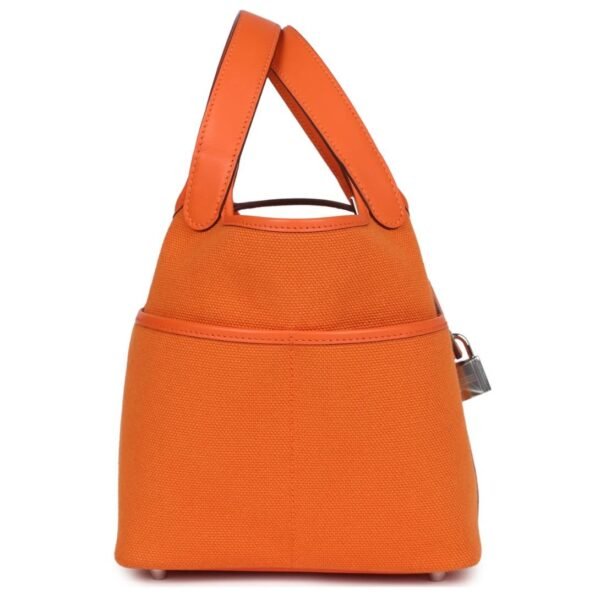 HERMÈS PICOTIN CARGO 18 ORANGE SWIFT AND TOILE CANVAS PALLADIUM HARDWARE - Image 4