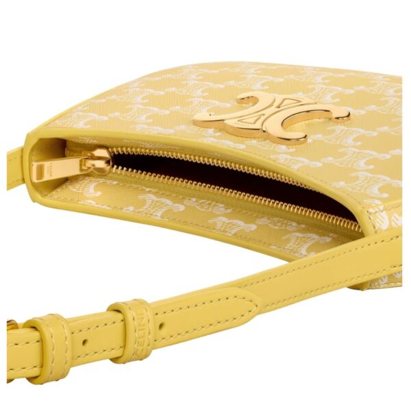 CELINE MEDIUM TILLY BAG IN TRIOMPHE CANVAS AND CALFSKIN BRIGHT YELLOW - Image 4
