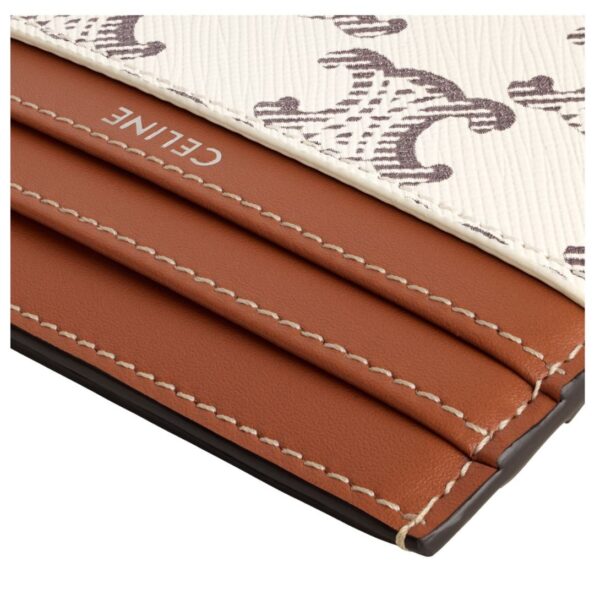 CELINE LARGE CARD HOLDER IN TRIOMPHE CANVAS AND CALFSKIN TAN - Image 4