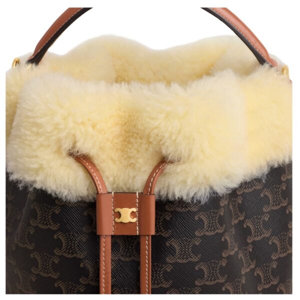 CELINE CLARA BAG IN TRIOMPHE CANVAS AND SHEARLING - Image 4