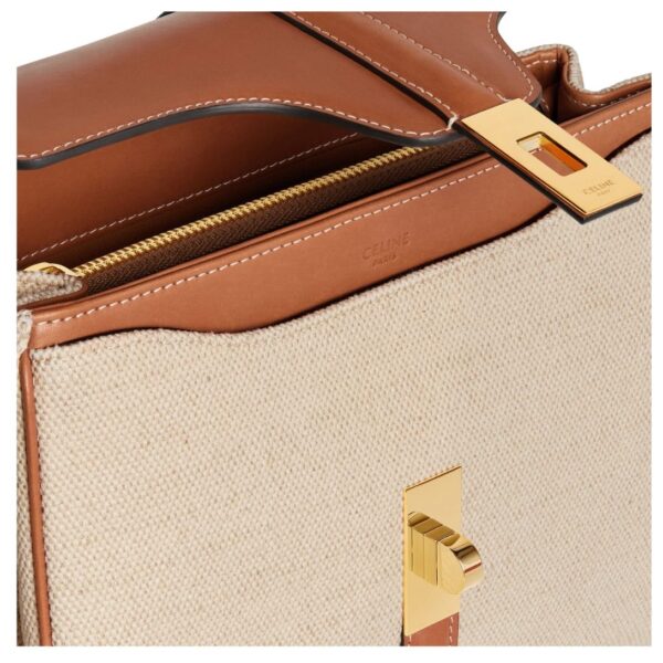 CELINE SMALL 16 BAG IN TEXTILE AND NATURAL CALFSKIN - Image 4