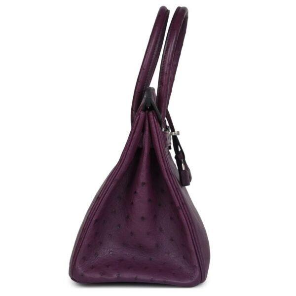 PRE-OWNED HERMÈS BIRKIN 30 VIOLET OSTRICH PALLADIUM HARDWARE - Image 4