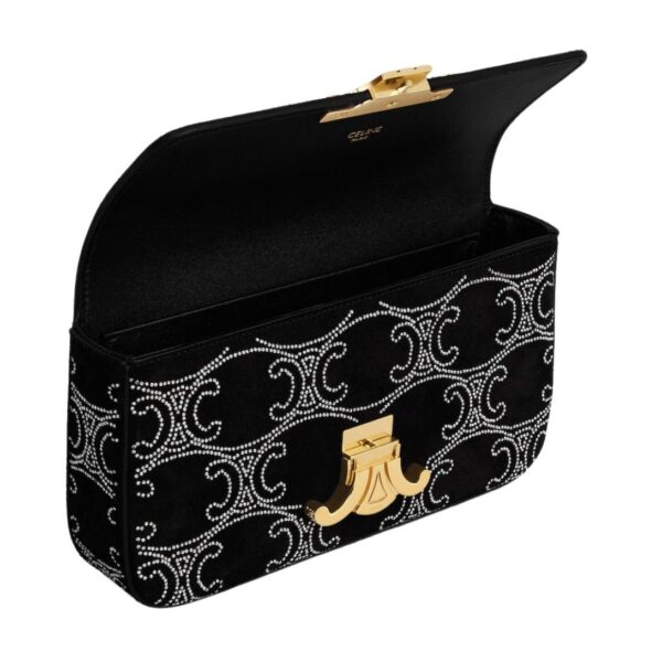 CELINE CHAIN SHOULDER BAG CLAUDE IN SUEDE CALFSKIN WITH TRIOMPHE STRASS - Image 4