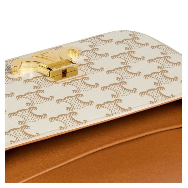 CELINE SHOULDER BAG CLAUDE IN TRIOMPHE CANVAS AND CALFSKIN WHITE - Image 5