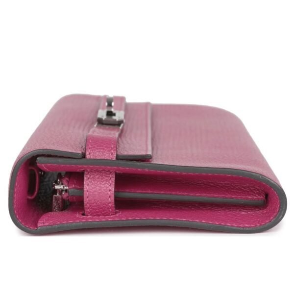 HERMÈS KELLY WALLET TO GO ROSE POURPRE CHEVRE PALLADIUM HARDWARE - Image 4