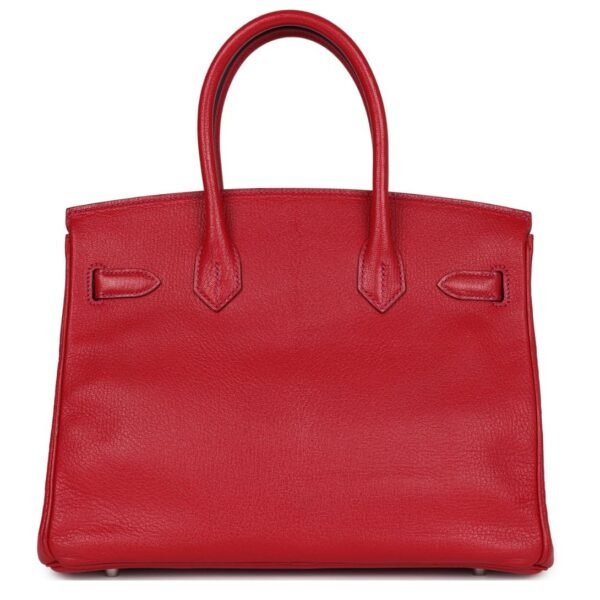 PRE-OWNED HERMÈS SPECIAL ORDER (HSS) BIRKIN 30 ROUGE CASAQUE VERSO CHEVRE BRUSHED PALLADIUM HARDWARE - Image 4