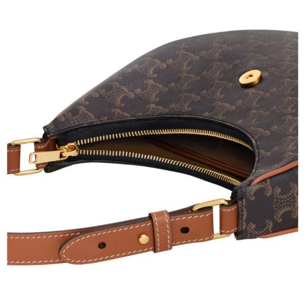 CELINE MEDIUM AVA TRIOMPHE BAG IN TRIOMPHE CANVAS AND CALFSKIN TAN - Image 4