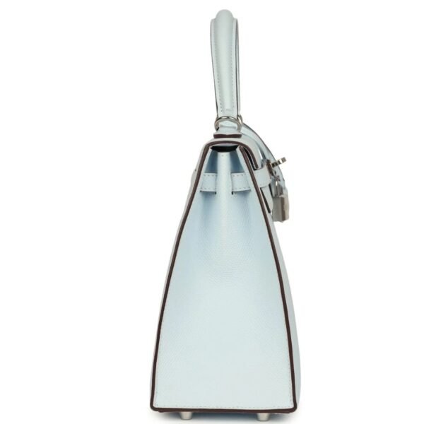 PRE-OWNED HERMÈS KELLY SELLIER 25 BLEU BRUME EPSOM PALLADIUM HARDWARE - Image 4