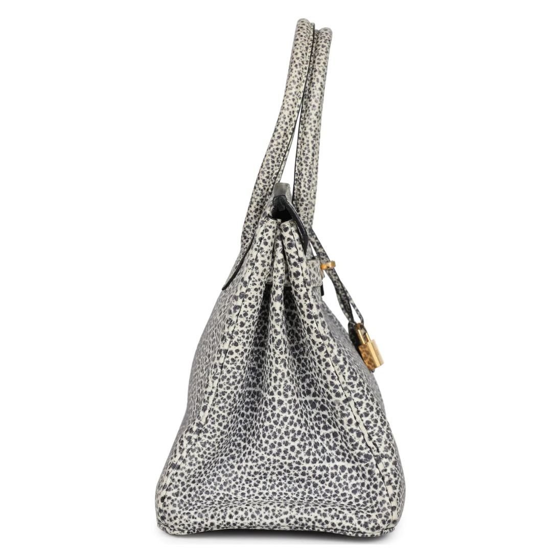 VINTAGE HERMÈS BIRKIN 30 WHITE DALMATIAN BUFFALO GOLD HARDWARE - Image 4