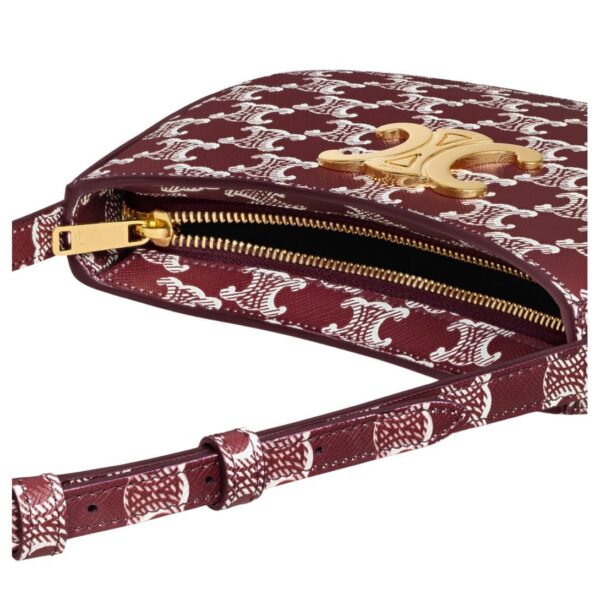 CELINE MEDIUM TILLY BAG IN TRIOMPHE CANVAS TWO TONE LIGHT BURGUNDY - Image 4
