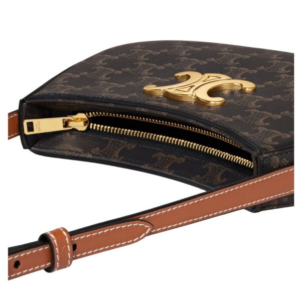 CELINE MEDIUM TILLY BAG IN TRIOMPHE CANVAS AND CALFSKIN TAN - Image 4