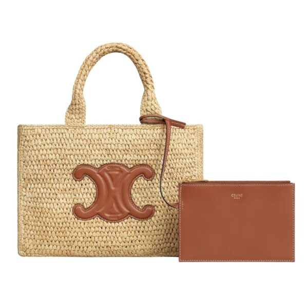 CELINE SMALL CABAS THAIS IN RAFFIA AND CALFSKIN - Image 4
