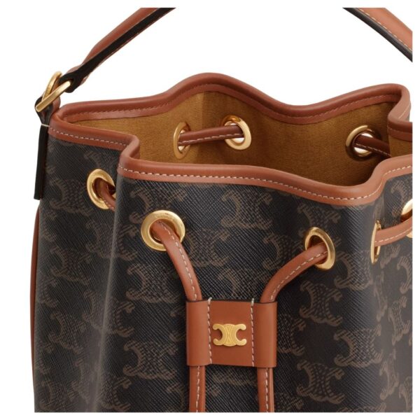CELINE CLARA BAG IN TRIOMPHE CANVAS AND CALFSKIN TAN - Image 4