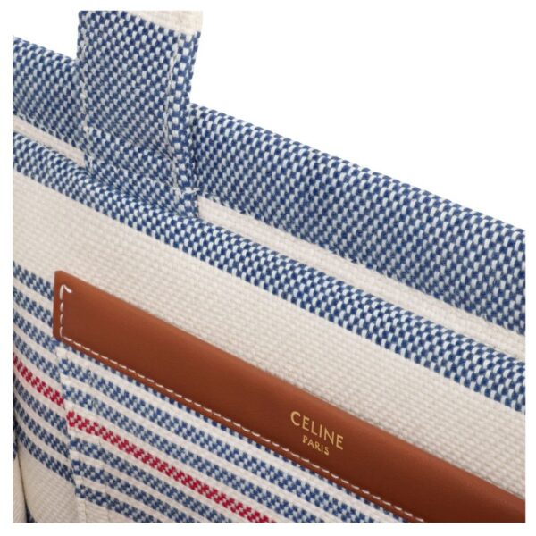 CELINE SMALL CABAS THAIS IN STRIPED TEXTILE AND CALFSKIN - Image 4