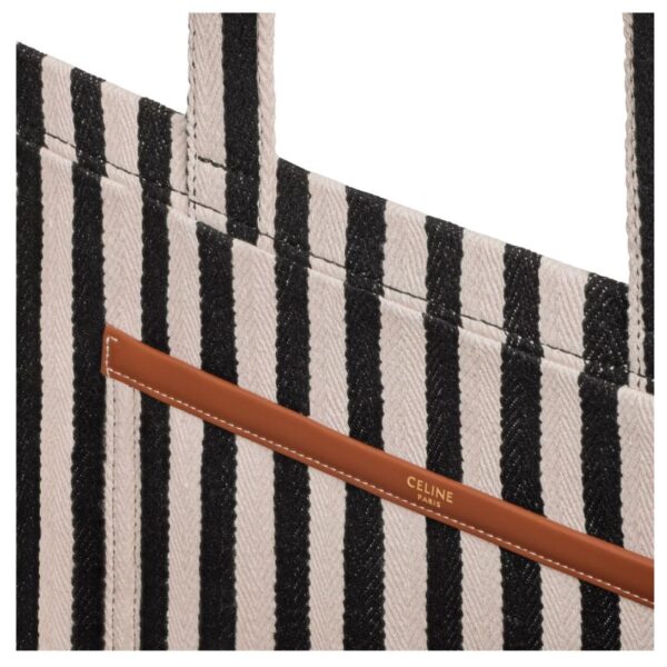 CELINE LARGE CABAS THAIS IN STRIPED TEXTILE AND CALFSKIN - Image 4