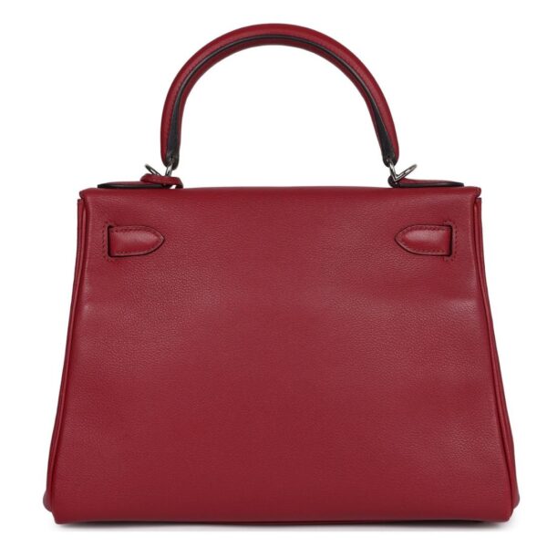 PRE-OWNED HERMÈS KELLY RETOURNE 28 ROUGE GRENAT EVERCOLOR PALLADIUM HARDWARE - Image 2