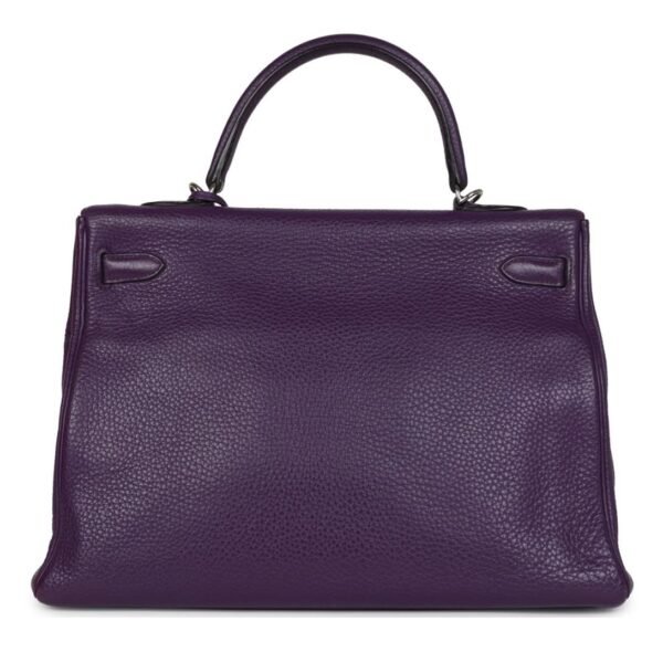 PRE-OWNED HERMÈS KELLY RETOURNE 35 ULTRAVIOLET CLEMENCE PALLADIUM HARDWARE - Image 4