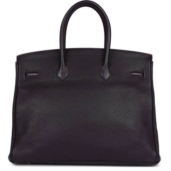 PRE-OWNED HERMÈS BIRKIN 35 RAISIN CLEMENCE PALLADIUM HARDWARE - Image 2