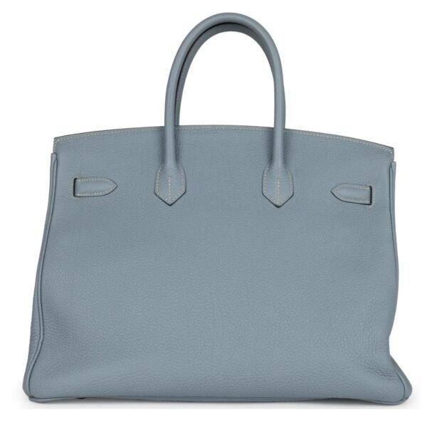 PRE-OWNED HERMÈS BIRKIN 35 CIEL TOGO PALLADIUM HARDWARE - Image 2
