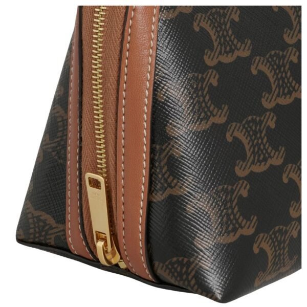 CELINE CLUTCH WITH CHAIN IN TRIOMPHE CANVAS AND LAMBSKIN TAN - Image 5
