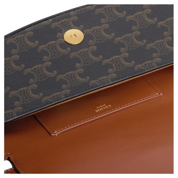 CELINE CLUTCH ON STRAP TABOU IN TRIOMPHE CANVAS AND CALFSKIN TAN - Image 5