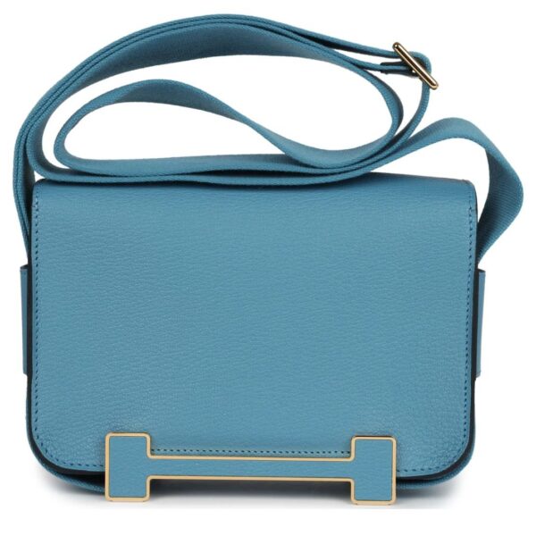 HERMÈS GETA BLUE JEAN CHEVRE MYSORE GOLD HARDWARE - Image 2