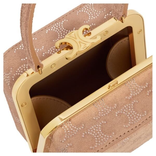 CELINE LANA MINAUDIERE IN SUEDE CALFSKIN WITH TRIOMPHE STRASS LIGHT CAMEL - Image 4