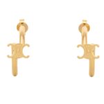 CELINE TRIOMPHE ASYMMETRIC HOOPS IN BRASS WITH GOLD FINISH