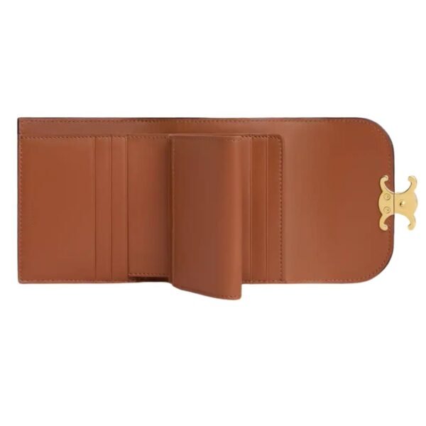 CELINE SMALL FLAP WALLET TRIOMPHE IN VICHY TEXTILE AND CALFSKIN - Image 4