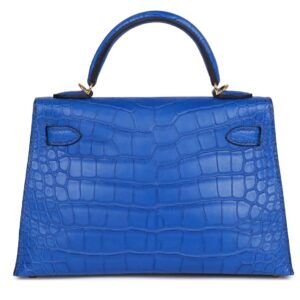 HERMÈS KELLY SELLIER 20 BLEU ROYAL MATTE ALLIGATOR GOLD HARDWARE