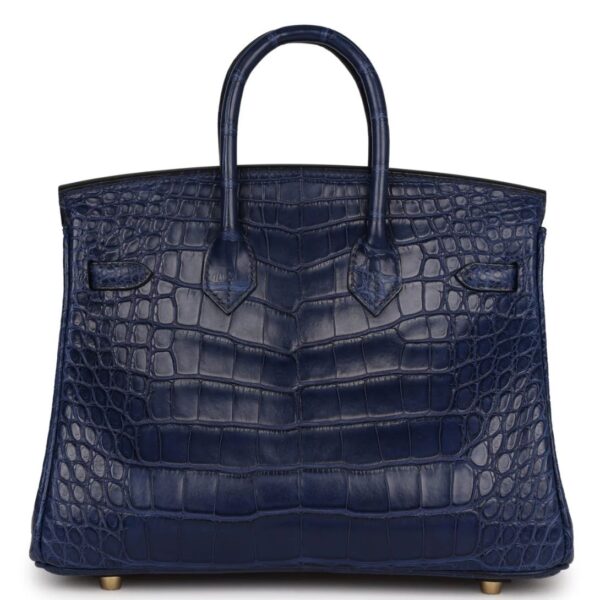 HERMÈS BIRKIN 25 BLEU SAPHIR MATTE ALLIGATOR GOLD HARDWARE - Image 2