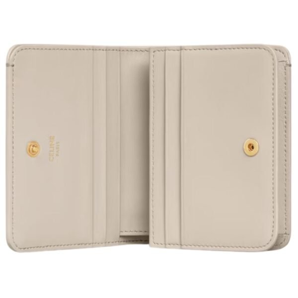 CELINE TRIOMPHE COMPACT WALLET IN SHINY CALFSKIN LIGHT STONE - Image 8