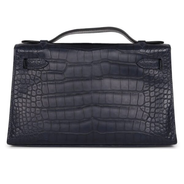 HERMÈS KELLY POCHETTE BLEU INDIGO MATTE ALLIGATOR GOLD HARDWARE - Image 4
