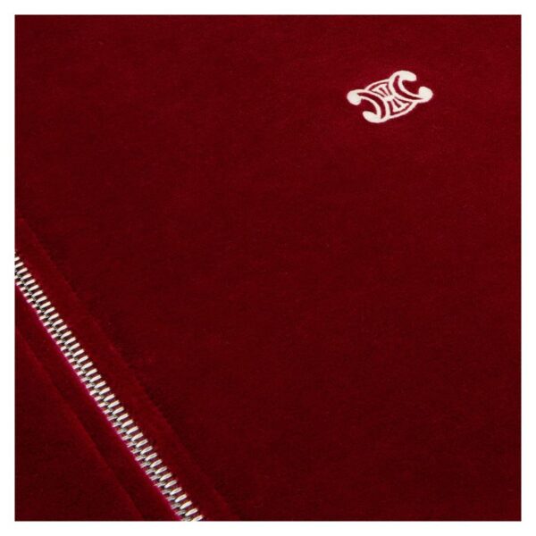 CELINE TRIOMPHE TRACKSUIT JACKET IN VELVET JERSEY BORDEAUX-ECRU - Image 6