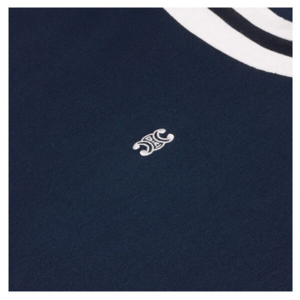 CELINE TRIOMPHE REGULAR T SHIRT IN COTTON JERSEY DEEP NAVY-WHITE - Image 5