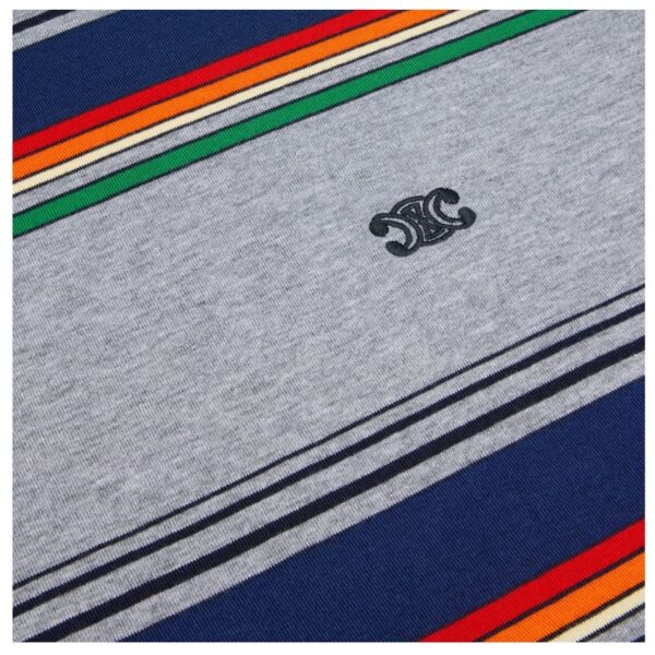 CELINE TRIOMPHE LOOSE T SHIRT IN JERSEY COTON RAYURE SURF MULTICOLOR - Image 5