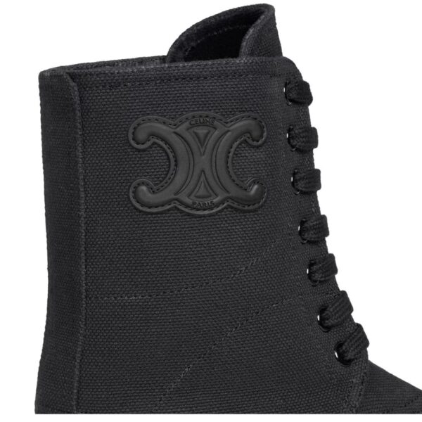 CELINE RILEY LACE UP BOOT IN CANVAS BLACK - Image 5