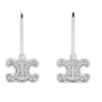 CELINE TRIOMPHE RHINESTONE EARRINGS IN BRASS WITH RHODIUM FINISH AND CRYSTALS