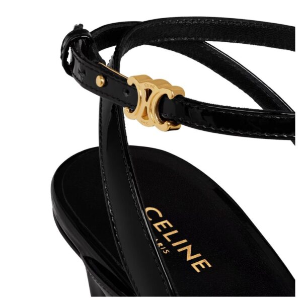 CELINE AVA TRIOMPHE STILETTO SANDAL IN PATENT CALFSKIN BLACK - Image 5