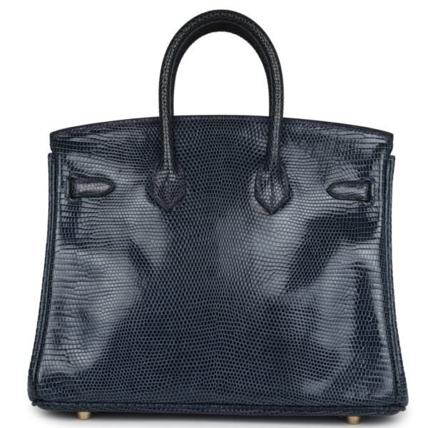 PRE-OWNED HERMÈS BIRKIN 25 BLEU DE MALTE VARANUS NILOTICUS LIZARD GOLD HARDWARE - Image 4